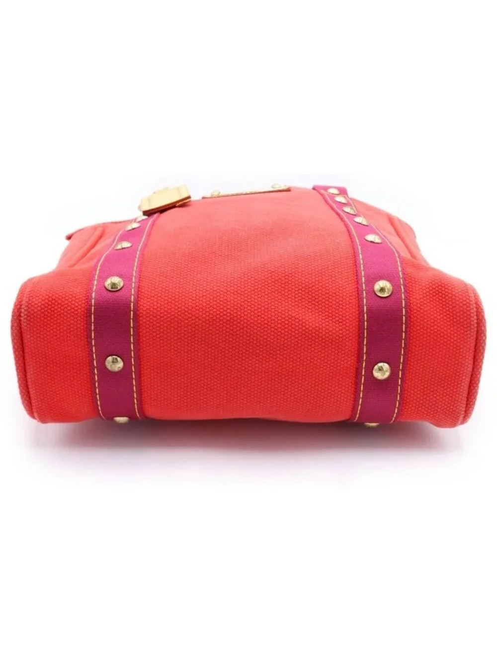 Louis Vuitton Antigua Cabas MM Rose Tote Red Canvas Gold